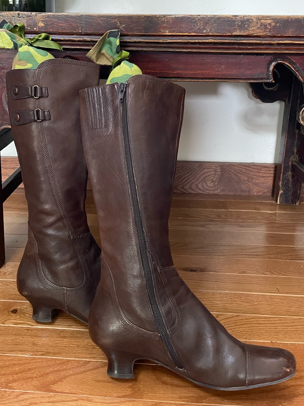 Biviel Vintage Kitten Heel Brown Leather Mid-Calf Women’s Boots 40 EU = 9.5 US